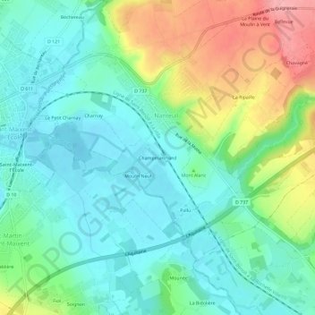 Carte topographique Champmarchand, altitude, relief