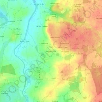 Carte topographique Le Grand Bois, altitude, relief