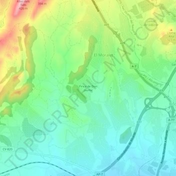 Carte topographique Finca Don Jaime, altitude, relief