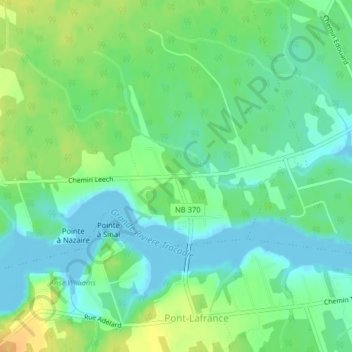 Carte topographique Leech, altitude, relief