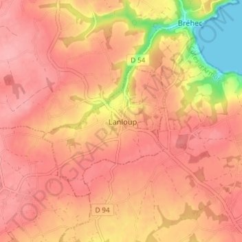 Carte topographique Kerlabia, altitude, relief