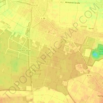 Carte topographique Ginsterweg, altitude, relief