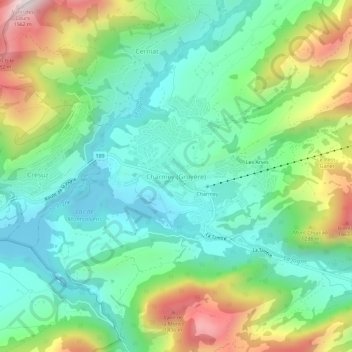 Carte topographique Charmey (Gruyère), altitude, relief