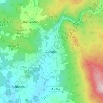 Carte topographique Gaisthal, altitude, relief