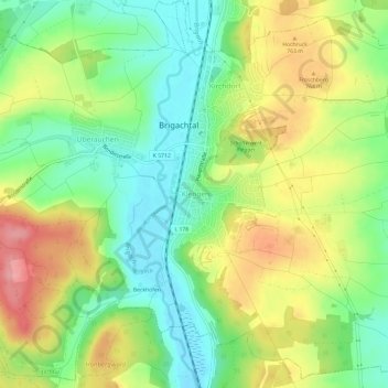 Carte topographique Klengen, altitude, relief