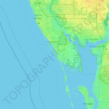 Carte topographique Knight Island, altitude, relief