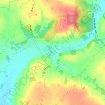 Carte topographique Hinge, altitude, relief