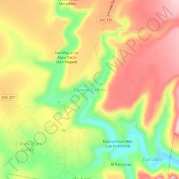Carte topographique Genaro Codina, altitude, relief