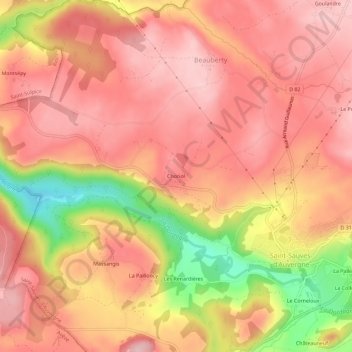 Carte topographique Choriol, altitude, relief
