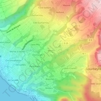 Carte topographique Morin, altitude, relief
