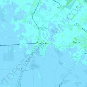 Carte topographique Maasbüll, altitude, relief