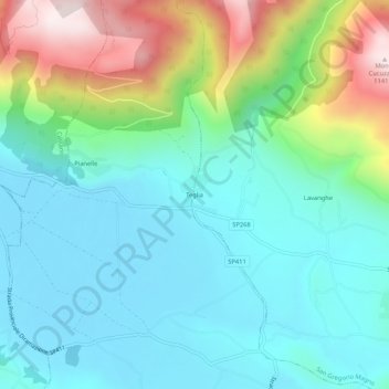 Carte topographique Teglia, altitude, relief