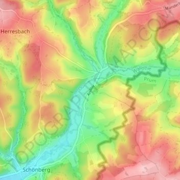 Carte topographique Andler, altitude, relief