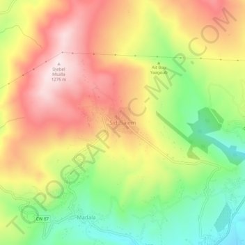 Carte topographique Sidi Salem, altitude, relief