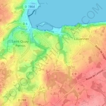 Carte topographique Lannec Vihan, altitude, relief