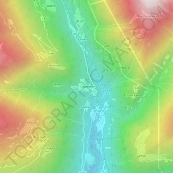 Carte topographique Cagnoletti, altitude, relief