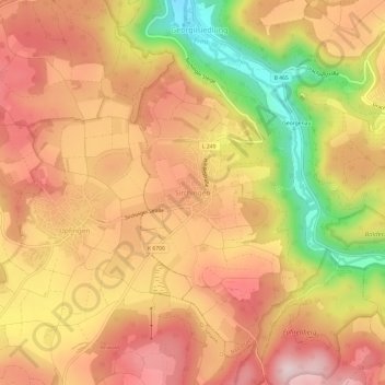Carte topographique Sirchingen, altitude, relief