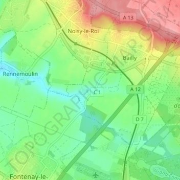 Carte topographique Les Moulinaux, altitude, relief
