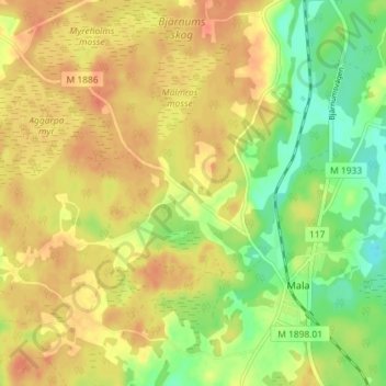 Carte topographique Matteröd, altitude, relief