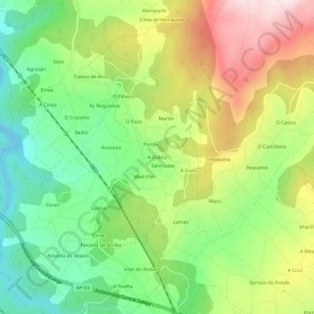 Carte topographique A Goleta, altitude, relief