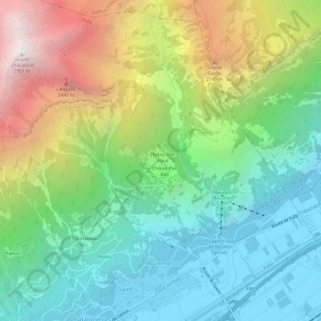 Carte topographique Chiboz, altitude, relief