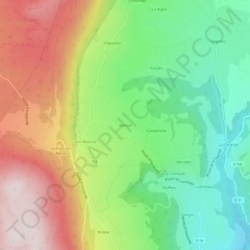 Carte topographique Blanod, altitude, relief