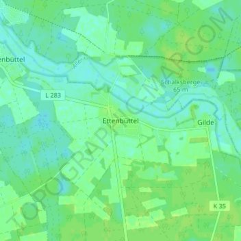 Carte topographique Ettenbüttel, altitude, relief