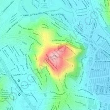 Carte topographique Cerro Atlaco, altitude, relief