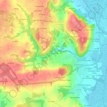 Carte topographique La Bousselaie, altitude, relief