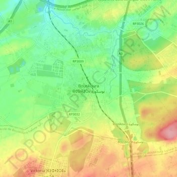 Carte topographique Bouskoura, altitude, relief