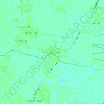 Carte topographique Sungegeneng, altitude, relief