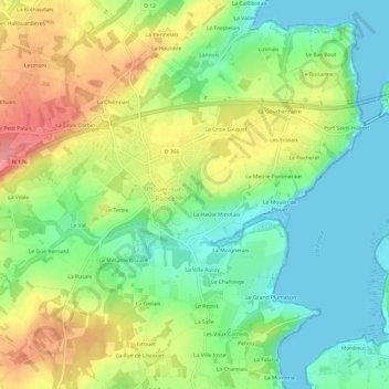 Carte topographique Les Vaux Grapins, altitude, relief