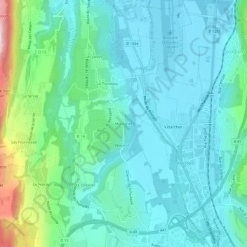 Carte topographique Montarlet, altitude, relief