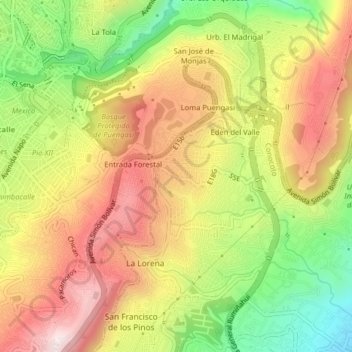 Carte topographique Puengasí, altitude, relief