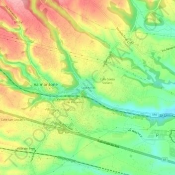 Carte topographique Sant'Anna, altitude, relief