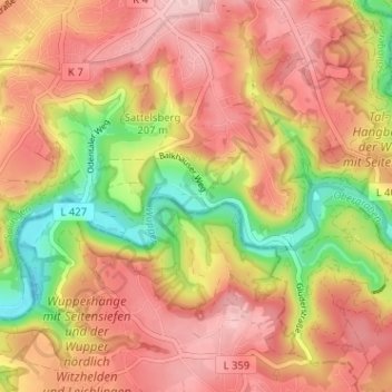 Carte topographique Balkhausen, altitude, relief