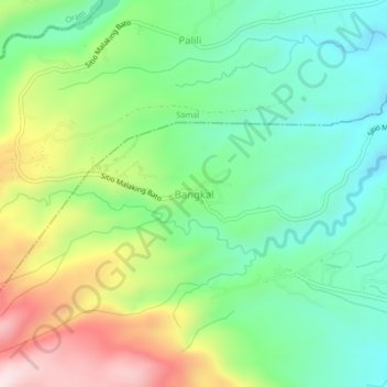 Carte topographique Bangkal, altitude, relief