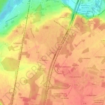 Carte topographique La Liborie, altitude, relief
