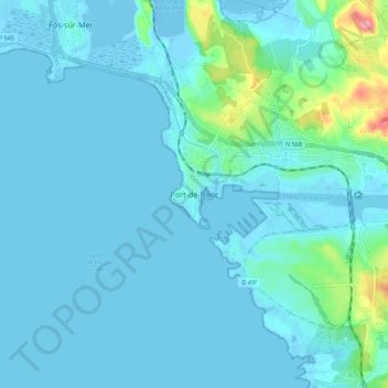 Carte topographique Port-de-Bouc, altitude, relief