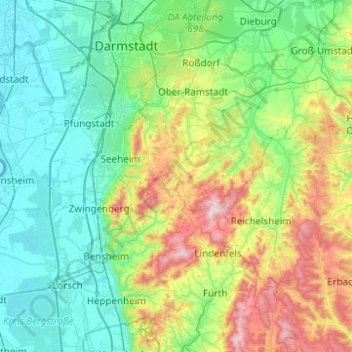 Carte topographique Modautal, altitude, relief