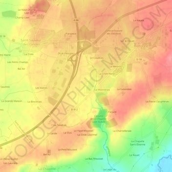 Carte topographique La Crochais, altitude, relief