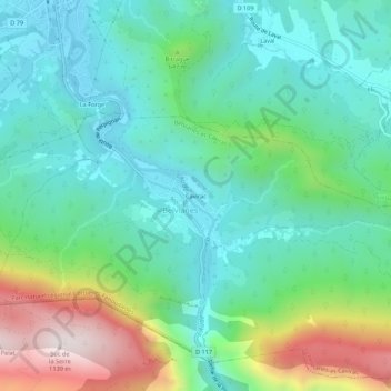 Carte topographique Cavirac, altitude, relief