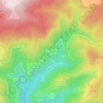 Carte topographique Castans, altitude, relief