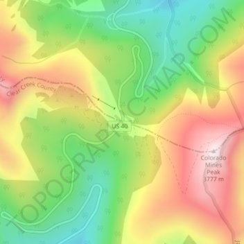 Carte topographique Berthoud Pass, altitude, relief