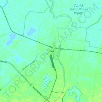Carte topographique Giru, altitude, relief