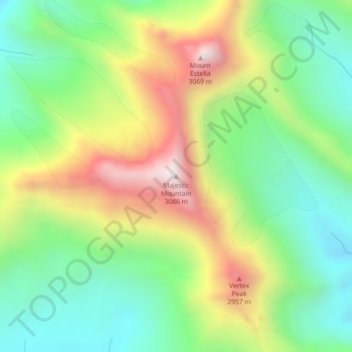 Carte topographique Majestic Mountain, altitude, relief