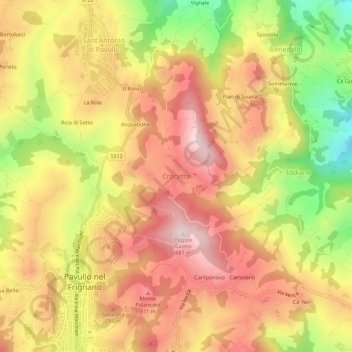 Carte topographique Crocette, altitude, relief