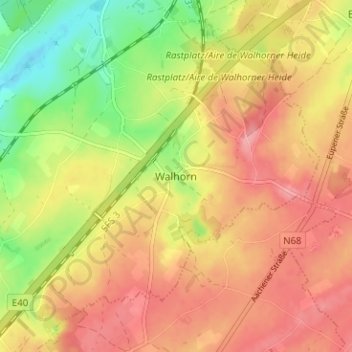 Carte topographique Walhorn, altitude, relief