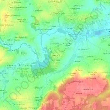 Carte topographique La Vigne, altitude, relief