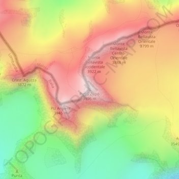 Carte topographique Pizzo Zupò, altitude, relief